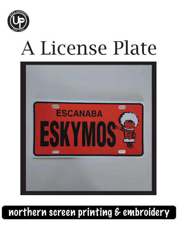 An Escanaba Eskymo License Plate