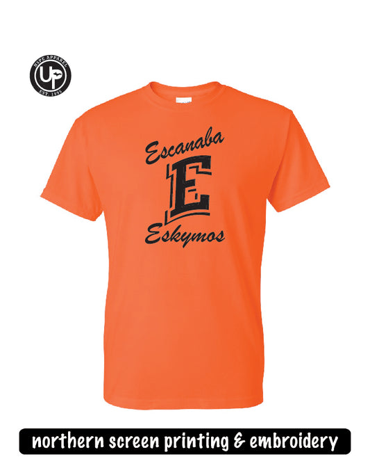 Cursive Escanaba Eskymos and Block E
